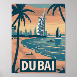 Póster Dubai Vintage Famous Travel Place