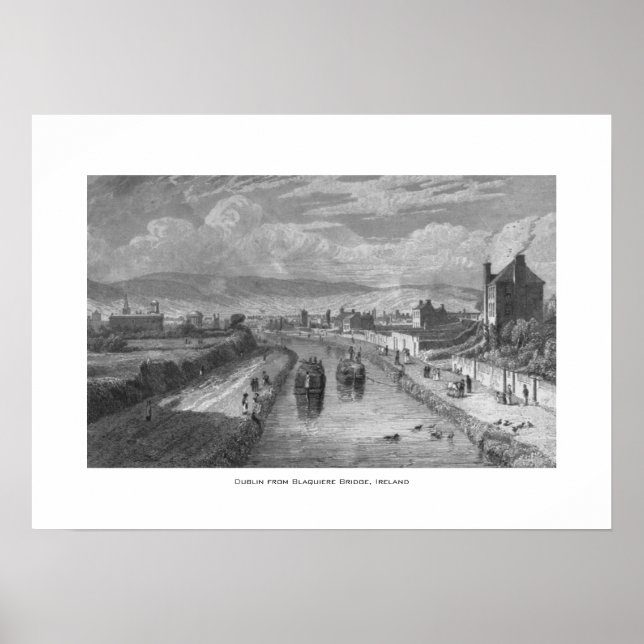 Póster Dublín del puente Blaquiere, Canal Real, Irlanda (Frente)