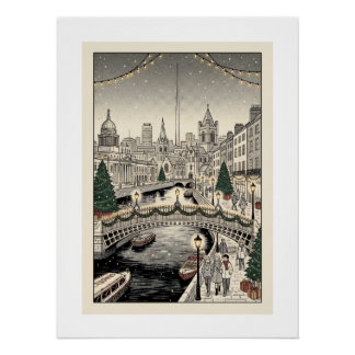 Póster Dublín en Navidad
