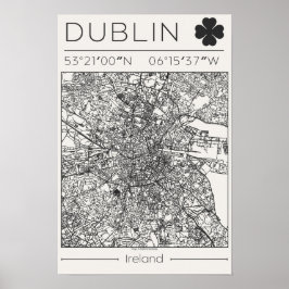 Póster Dublin Ireland Charcoal City Map Poster Minimal