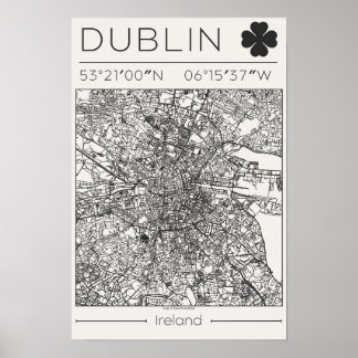 Póster Dublin Ireland Charcoal City Map Poster Minimal