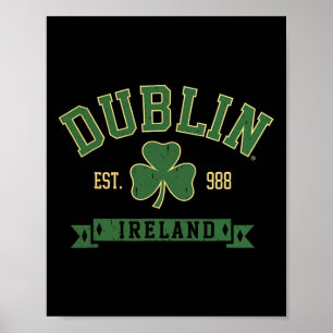 Póster Dublin Ireland Clover Leaf Shamrock St Patricks Da