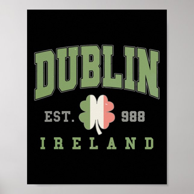 Póster Dublín Ireland College University St Patricks Day (Frente)