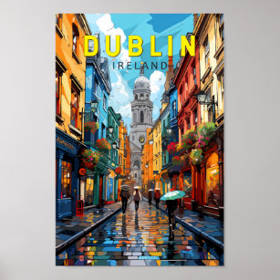 Póster Dublin Ireland Travel Art Vintage