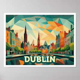 Póster Dublin Ireland Viaje artístico colorido