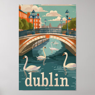 Póster Dublin Ireland Vintage Famous Travel Place