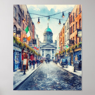Póster Dublin Ireland Watercolor
