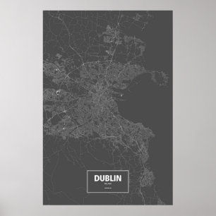Póster Dublín, Irlanda (blanca en negro)