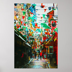 Póster Dublín, Irlanda City Street Scene
