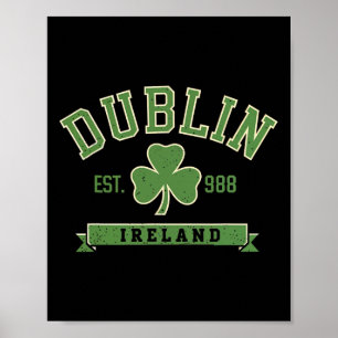 Póster Dublín Irlanda Hoja de Trébol Est 988 St Pat