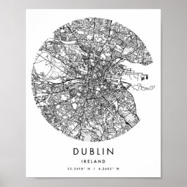 Póster Dublín Irlanda Mínimo y Moderno Mapa de la calle C