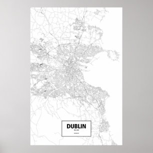 Póster Dublín, Irlanda (negro en blanco)
