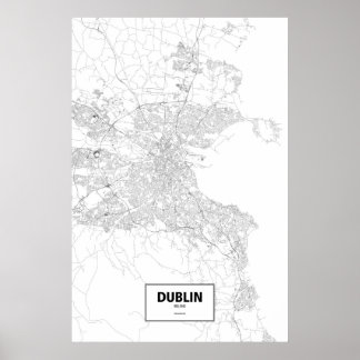 Póster Dublín, Irlanda (negro sobre blanco)