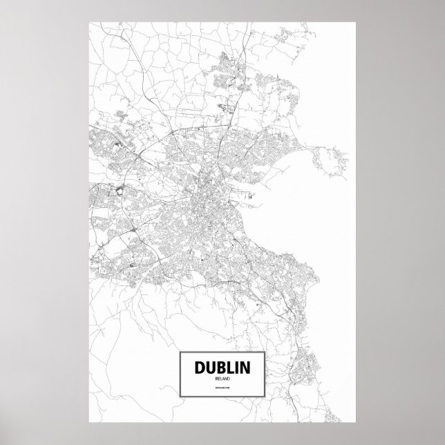 Póster Dublín, Irlanda (negro sobre blanco) (Frente)