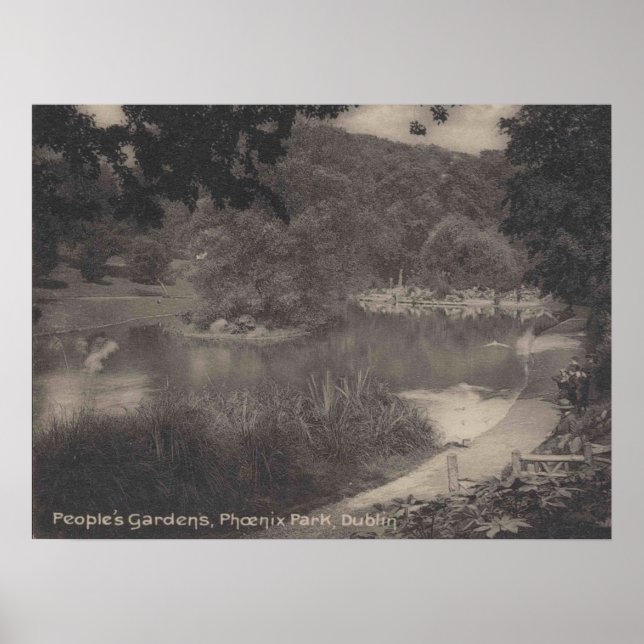 Póster Dublín, Irlanda, Parque Phoenix, Vintage (Frente)