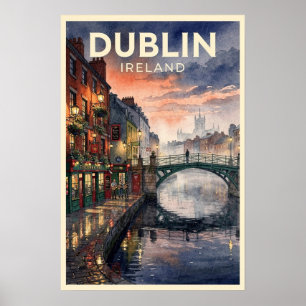Póster Dublín Irlanda Viaje Vintage