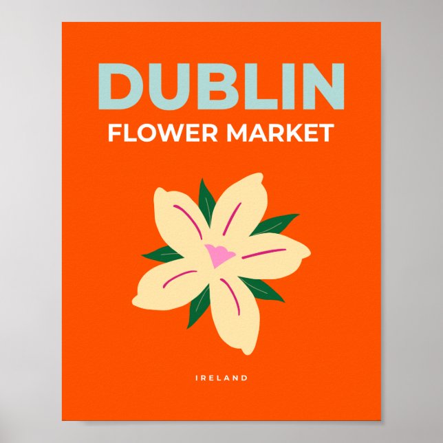 Póster Dublín Naranja de mercado de flores Cute Preppy Fl (Frente)