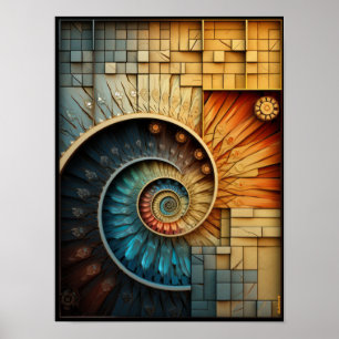 Póster Dubman Designs: Collage en espiral de Fibonacci br