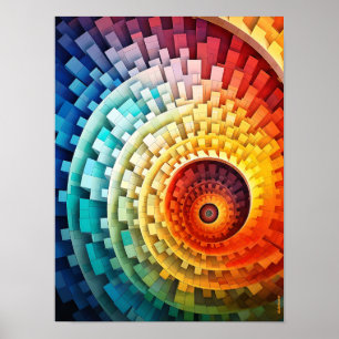 Póster Dubman Designs: Espiral de Fibonacci del arcoíris