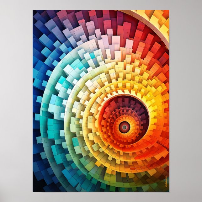 Póster Dubman Designs: Espiral de Fibonacci del arcoíris  (Frente)