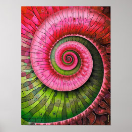 Póster Dubman Designs: Fibonacci rosa y verde brillante