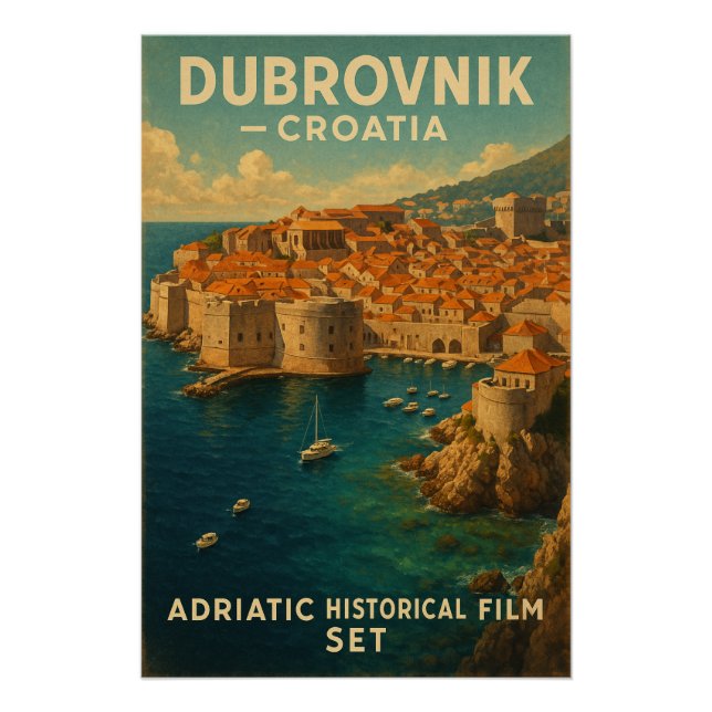 Póster Dubrovnik, Croacia – Costa Adriática. (Anverso)