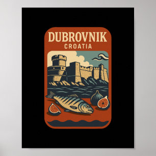 Póster Dubrovnik Croacia Recuerdo Comida Croata Y Viaje