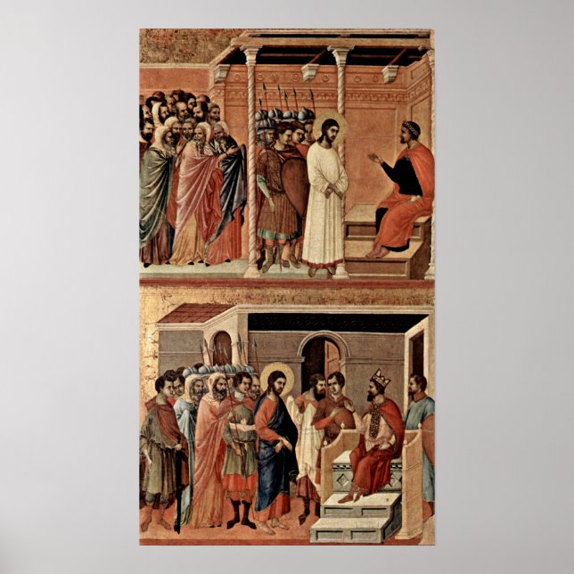Póster Duccio de Buoninsegna - Cristo antes de Pilato (Frente)