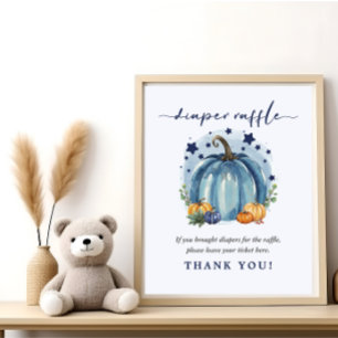 Póster Ducha de Baby Boy Calabaza Dulce Azul Sorteo de Pa