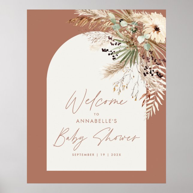 Póster Ducha de bebé barata moderna terracota rústica (Frente)