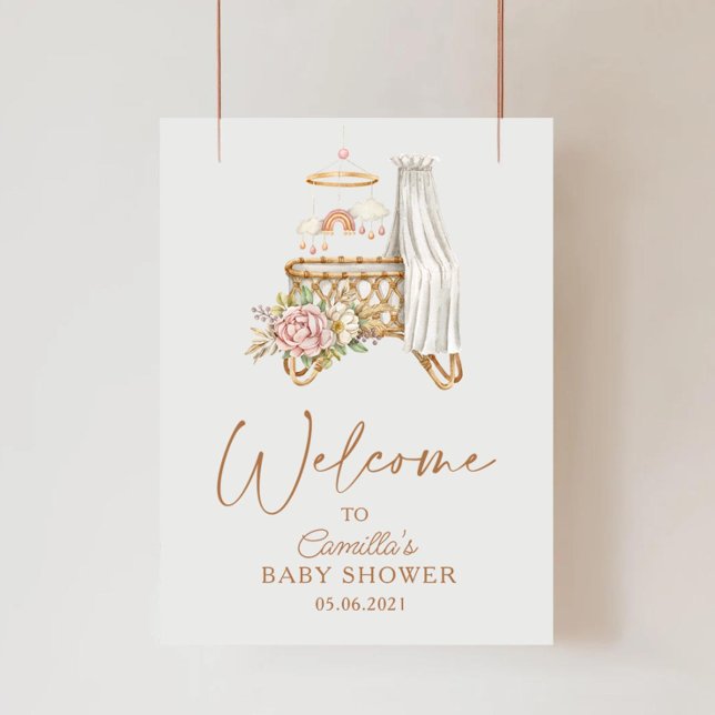 Póster Ducha de bebé Boho Nursery Floral Cuna Bassinet (Subido por el creador)