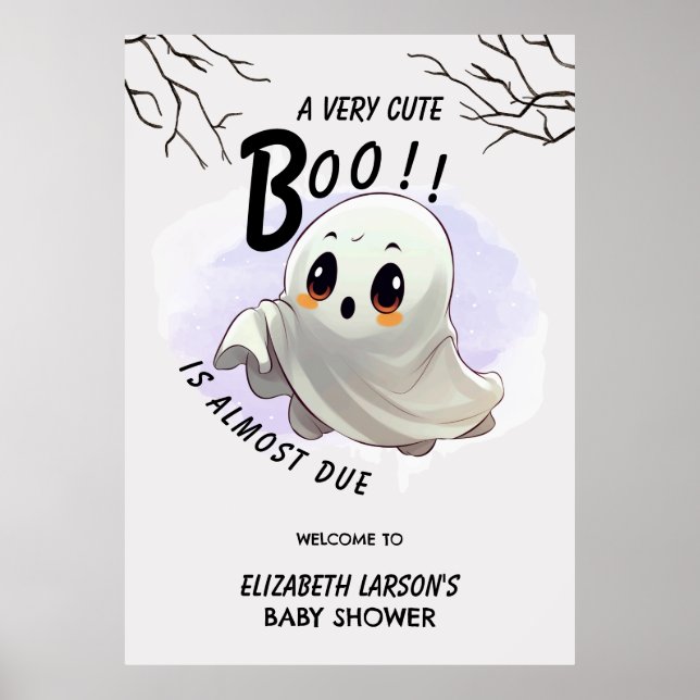 Póster Ducha de Bebé Boo Cumpleaños Temática de Halloween (Frente)