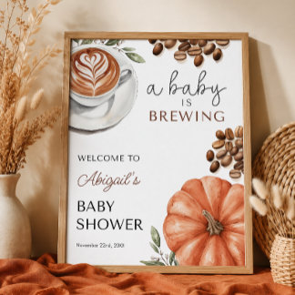 Póster Ducha de Bebé Café con Especias de Calabaza 16x20