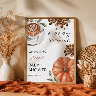 Póster Ducha de Bebé Café con Especias de Calabaza 18x24