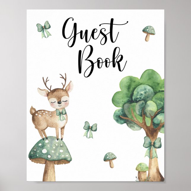 Póster Ducha de Bebé Ciervo - libro de invitados (Frente)