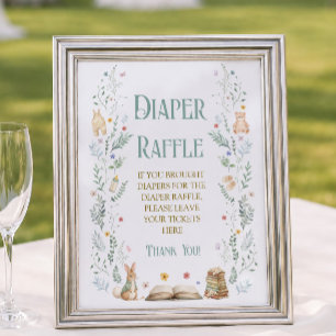 Póster Ducha de bebé con rifa de pañales de cuento