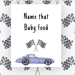 Póster Ducha de bebé con tema de coche de carreras Nombre