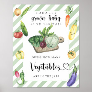 Póster ducha de bebé cultivada localmente - cuántas verdu
