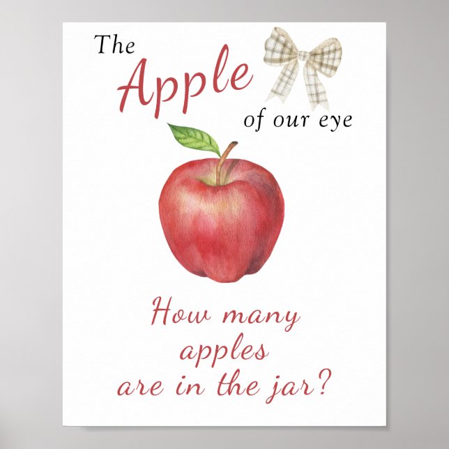 Póster Ducha de bebé de Apple - adivinen cuántas manzanas (Frente)