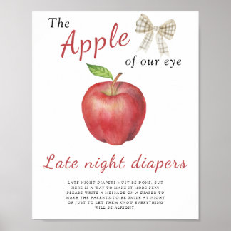 Póster Ducha de bebé de Apple - juego de pañales de noche