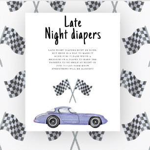 Póster Ducha de bebé de autos de carrera pañales de noche