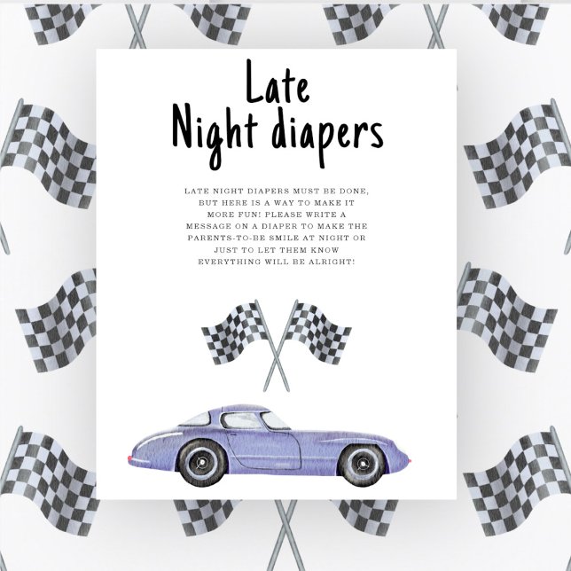 Póster Ducha de bebé de autos de carrera pañales de noche (Subido por el creador)