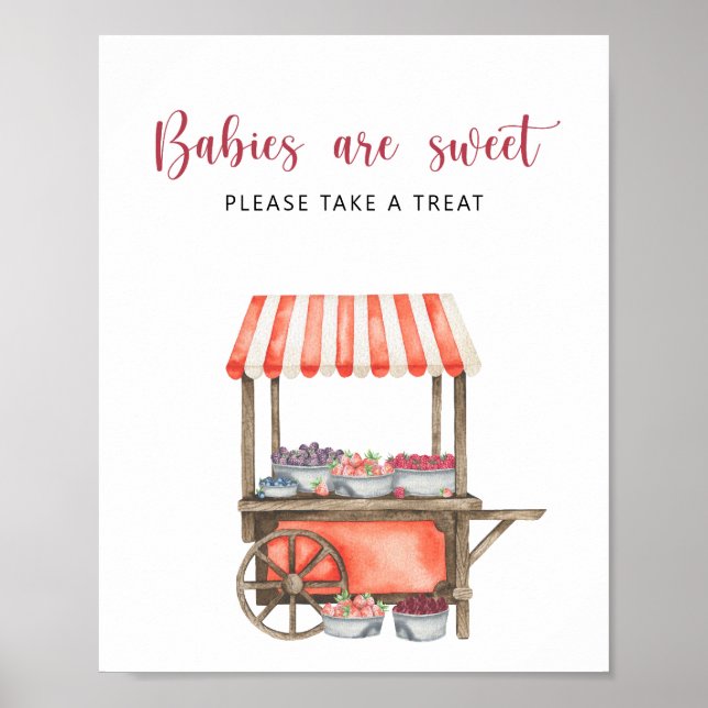 Póster Ducha de bebé de bayas - los bebés son dulces (Frente)