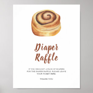 Póster Ducha de bebé de bollo - poster de rifas de pañale