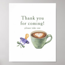 Póster ducha de bebé de café Gracias por venir