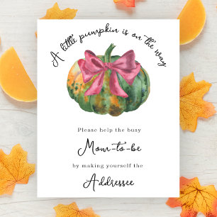 Póster Ducha de bebé de calabaza con lazo Mamá futura des
