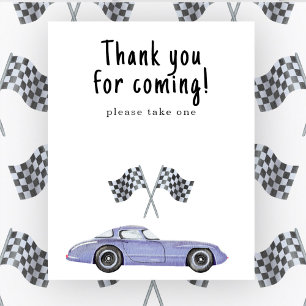 Póster Ducha de bebé de carreras de autos Gracias por ven