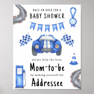 Póster Ducha de bebé de coche de carreras destinataria a 