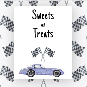 Póster Ducha de bebé de coche de carreras Dulces y golosi