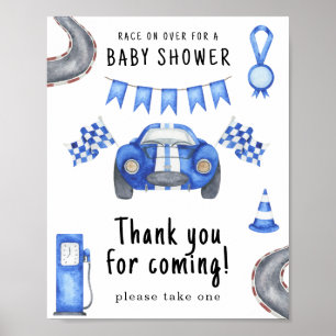 Póster Ducha de bebé de coche de carreras Gracias por ven